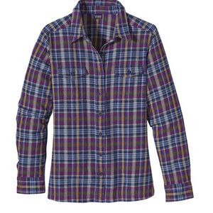 Patagonia Women's Ikat Purple Organic Cotton Long-Sleeved Fjord Flannel Shirt 8